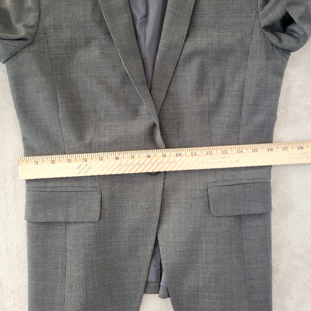 Ann Taylor Gray Micro Tooth One Button Blazer 8T (Tall) - Picture 8 of 13